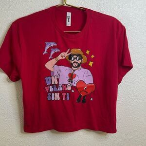 NEW- Bad Bunny crop top- Red-Un Verano Sin Ti- Size Small